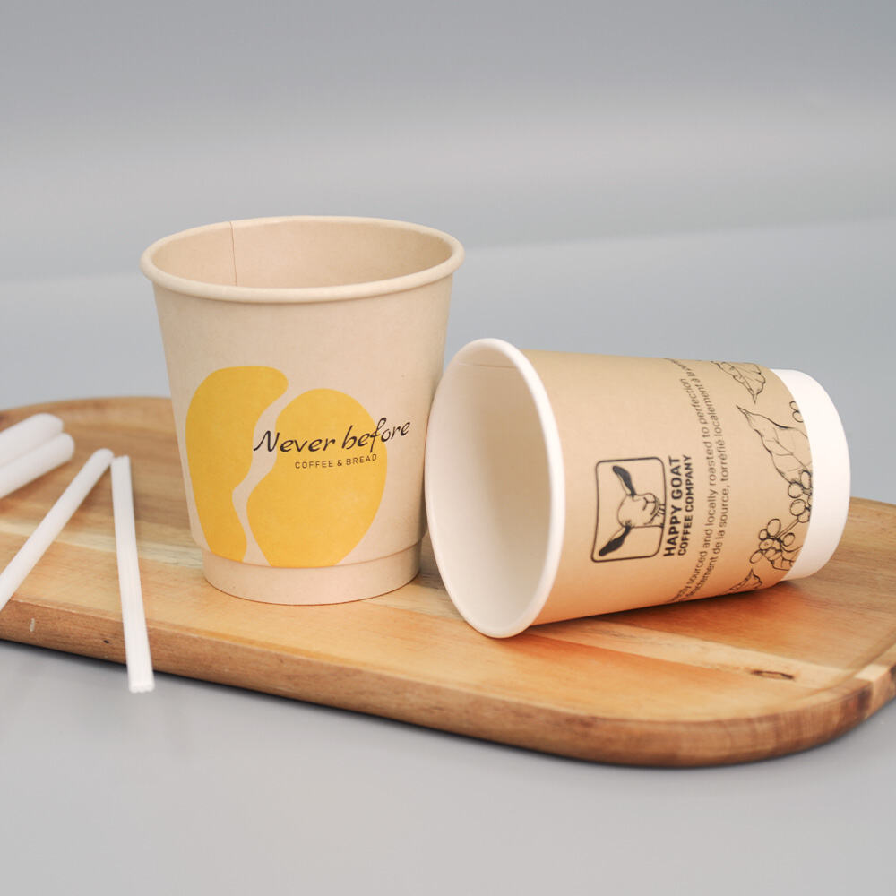 Disposable Printed Double Wall Paper Coffee Cups With Lids