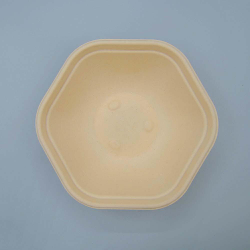 34oz Microwavable Biodegradable Sugarcane Bagasse Hexagonal Bowl