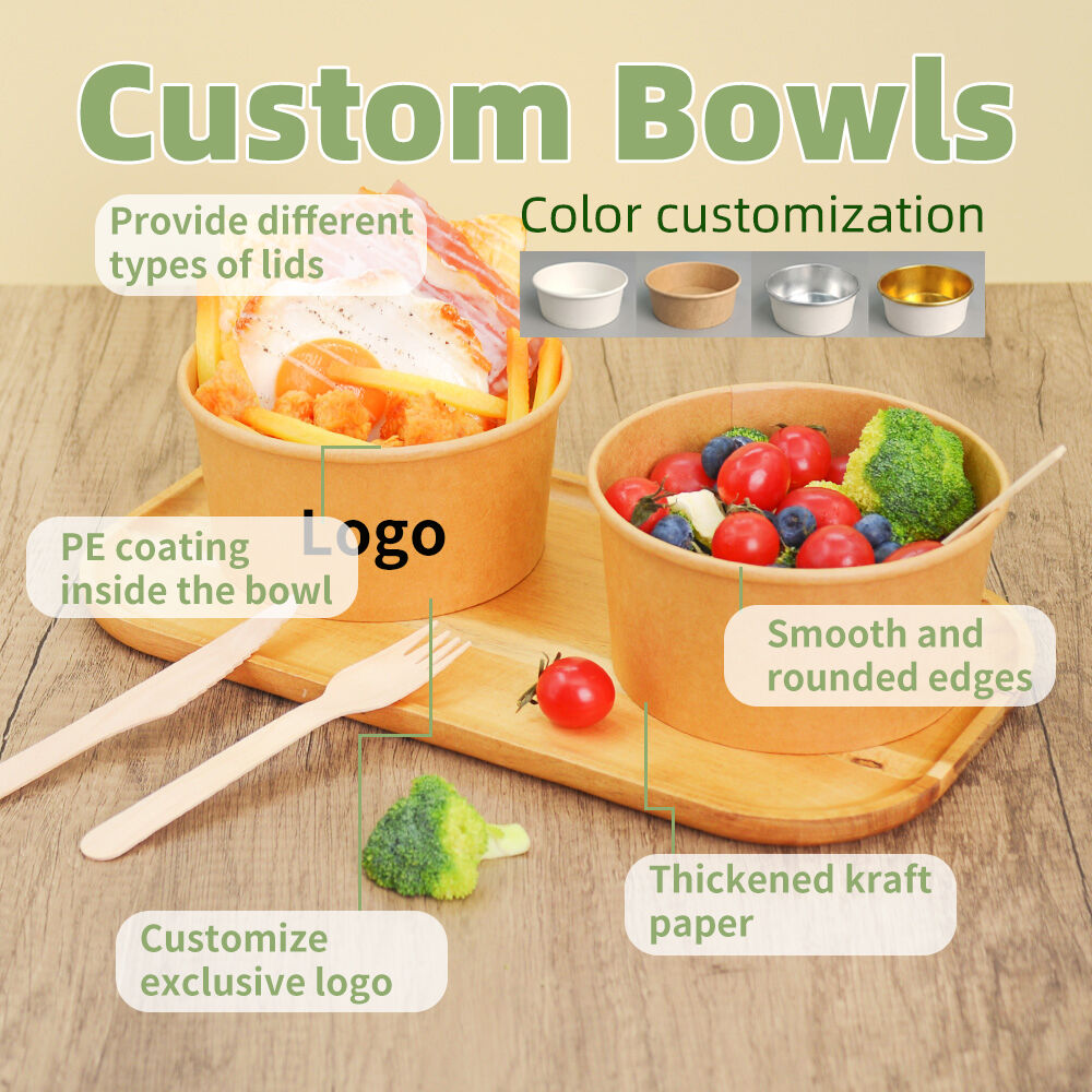 900ml Multi-Purpose Kraft Paper Disposable Bowl 300g Thick Food Container for Noodle Rice Fast Food Takeout