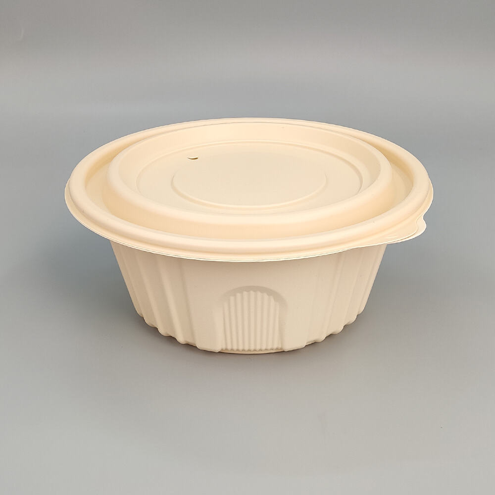 1050ml Takeaway Packaging Box Round Corn Starch Soup Bowl