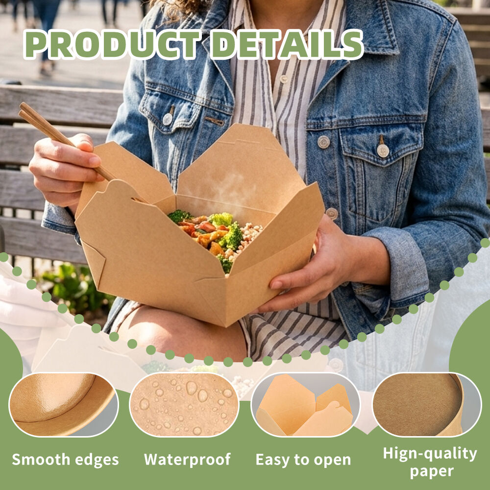 1100ml Wide Mouth Kraft Paper Disposable Bowl 300g Thick Food Container for Mixed Meal Stew Takeaway