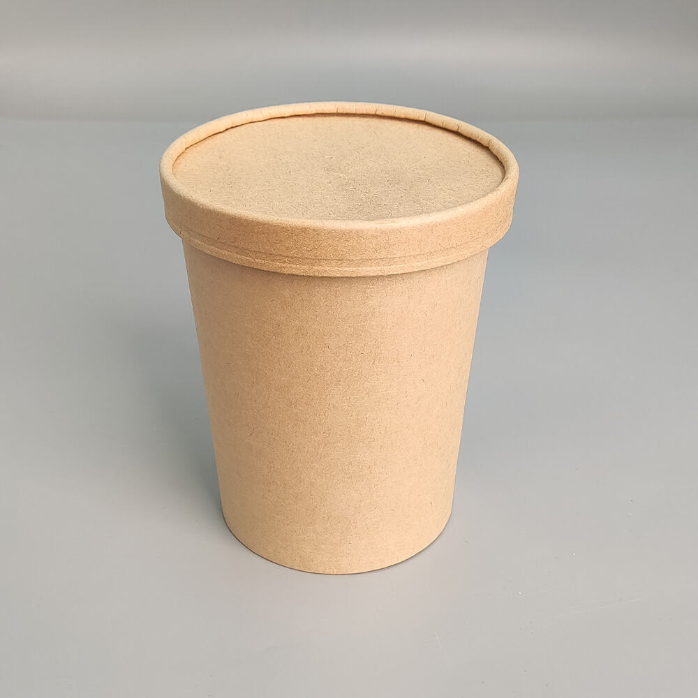 8oz Disposable Kraft Paper Soup Cup 96mm Caliber Thick Paper Food Container for Porridge Soup Takeaway Wholesale