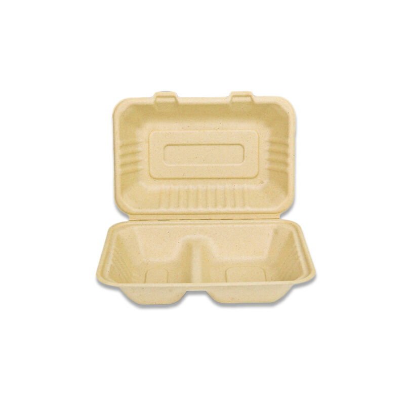 900ml Bamboo Pulp Lunch Box Take Out Paper Clamshell