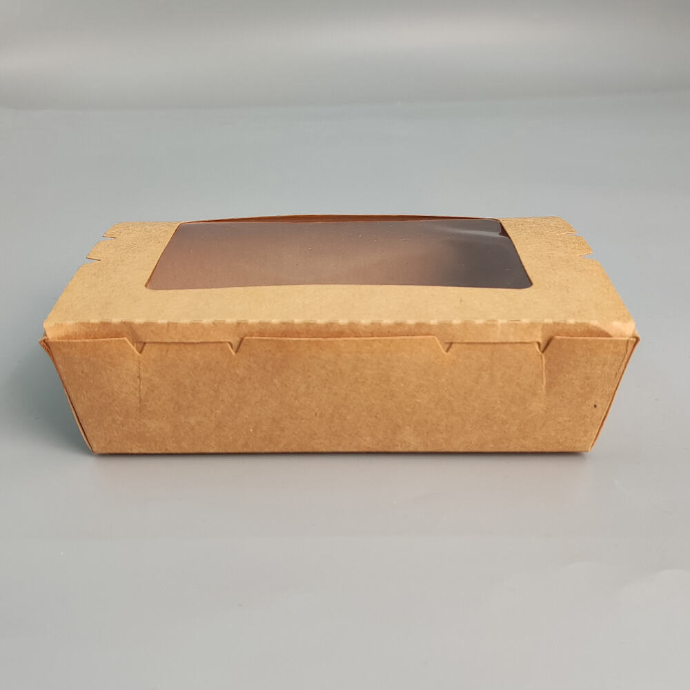 400ml Disposable Kraft Paper Salad Fast Food Take Away Paper Box with Window