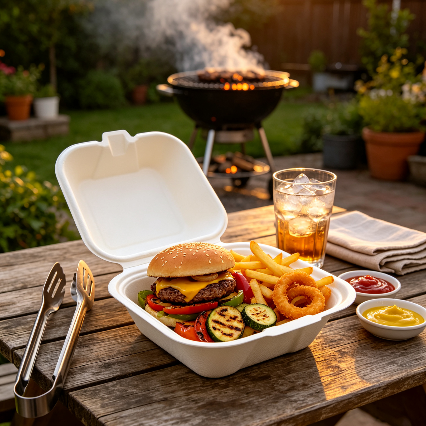 Custom Compostable 4 Inch Bagasse Burger Boxes for Restaurants and Fast Food Chains