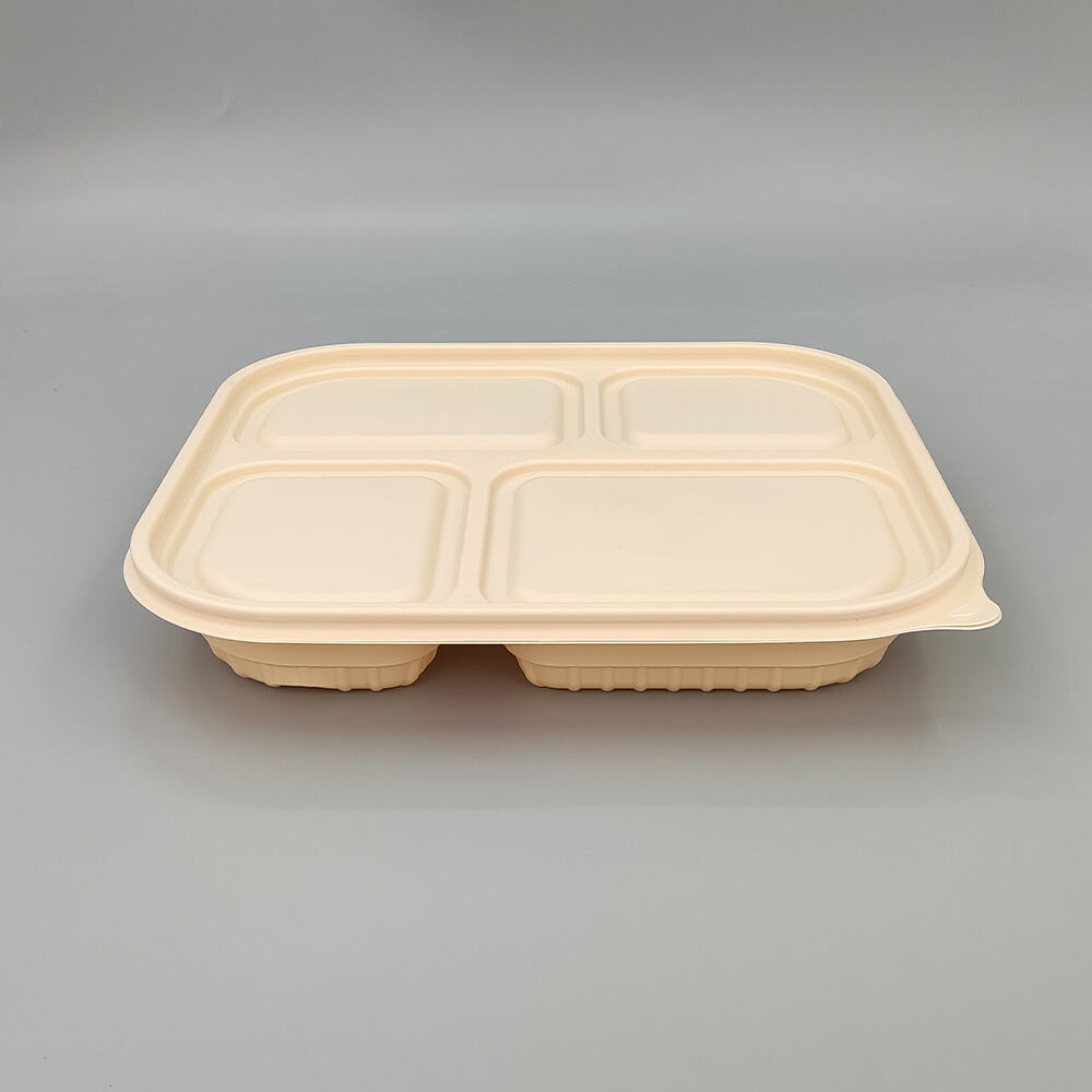 4 Compartment Disposable Cornstarch Lunch Box Food Container