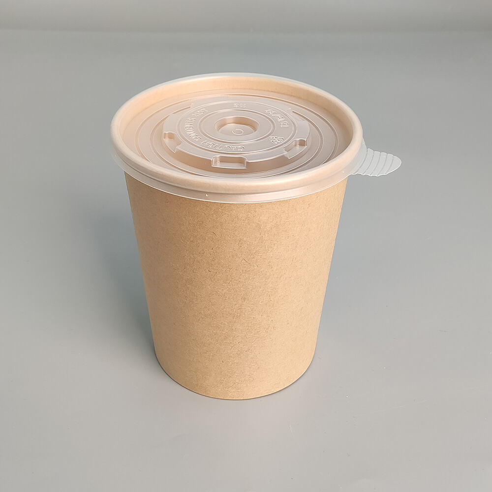 12oz Kraft Paper Disposable Soup Bucket 96mm Caliber Waterproof Hot Food Bowl for Daily Soup Takeout