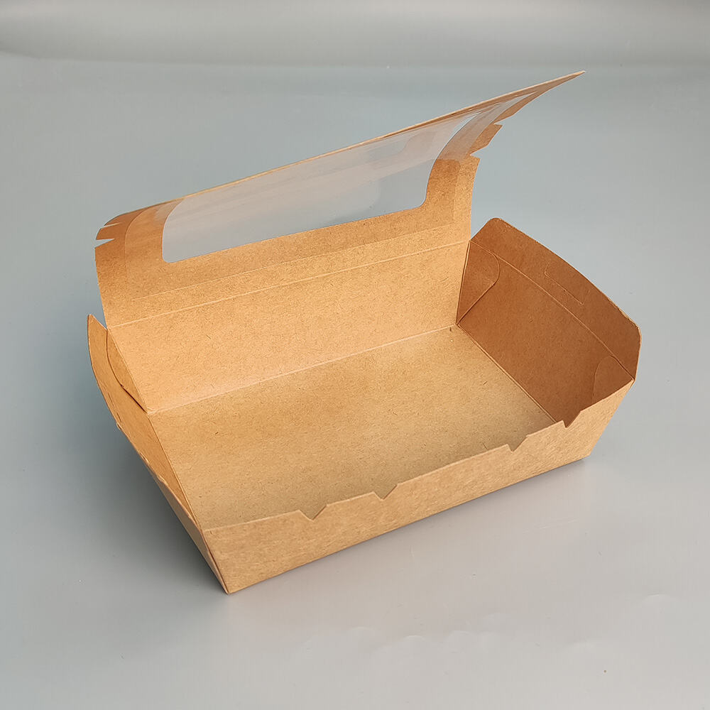 Disposable Takeaway Food Packaging Kraft Paper Lunch Boxes with Window