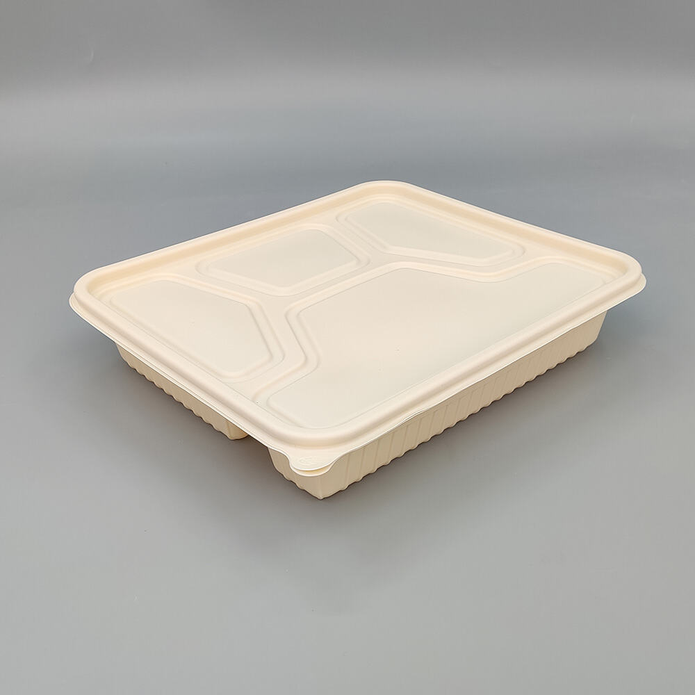 Corn Starch Disposable Lunch Box with 4 Divided Compartments