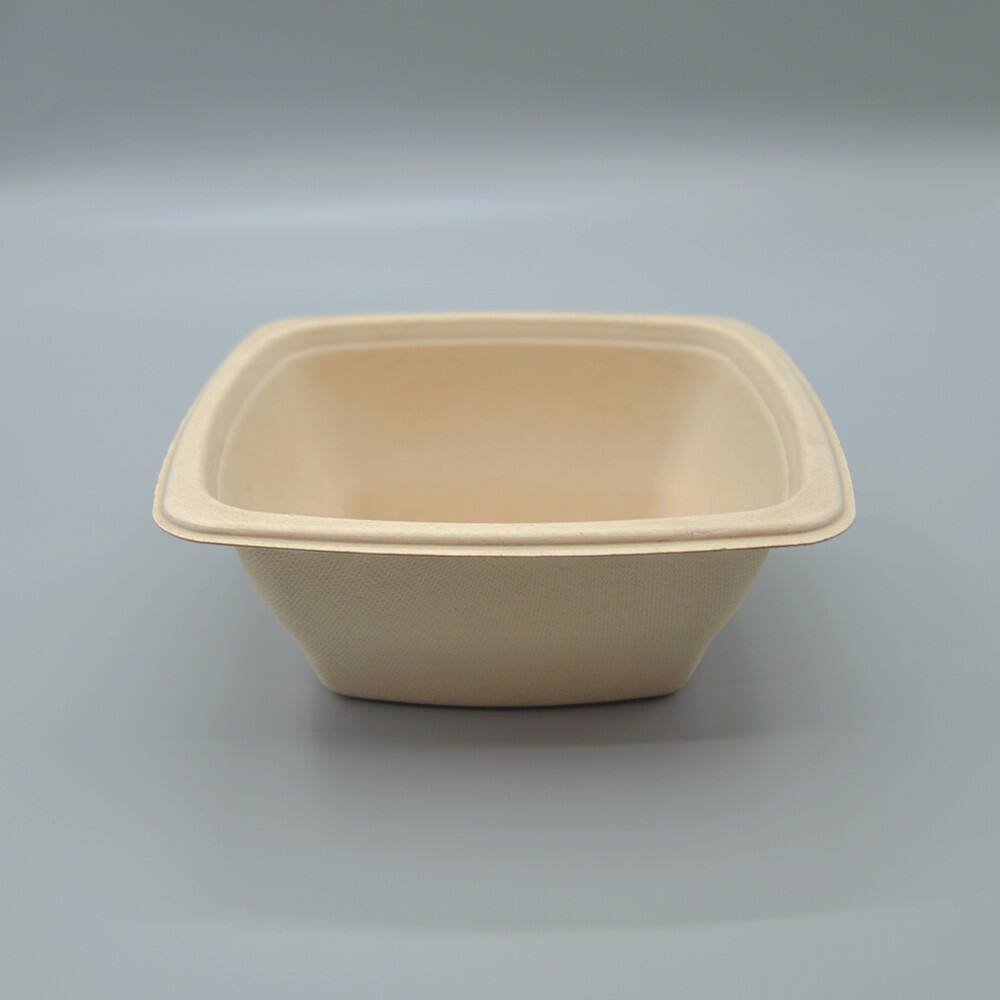 24oz 32oz Bagasse Pulp Salad Food Packaging Square Bowl