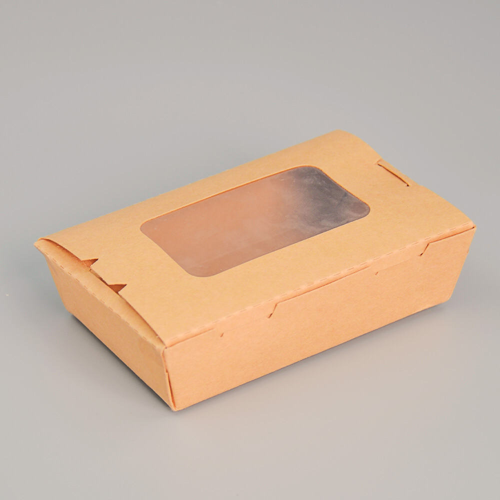 1600ml Eco Friendly Kraft Paper Packaging Boxes with Window