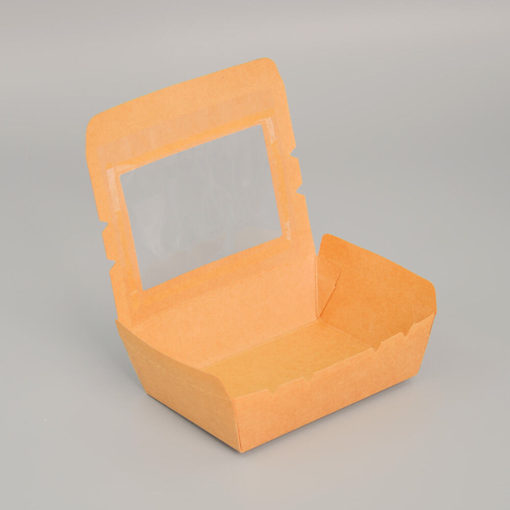 700ml Packaging Boxes Kraft Paper Snack Box with Clear Window