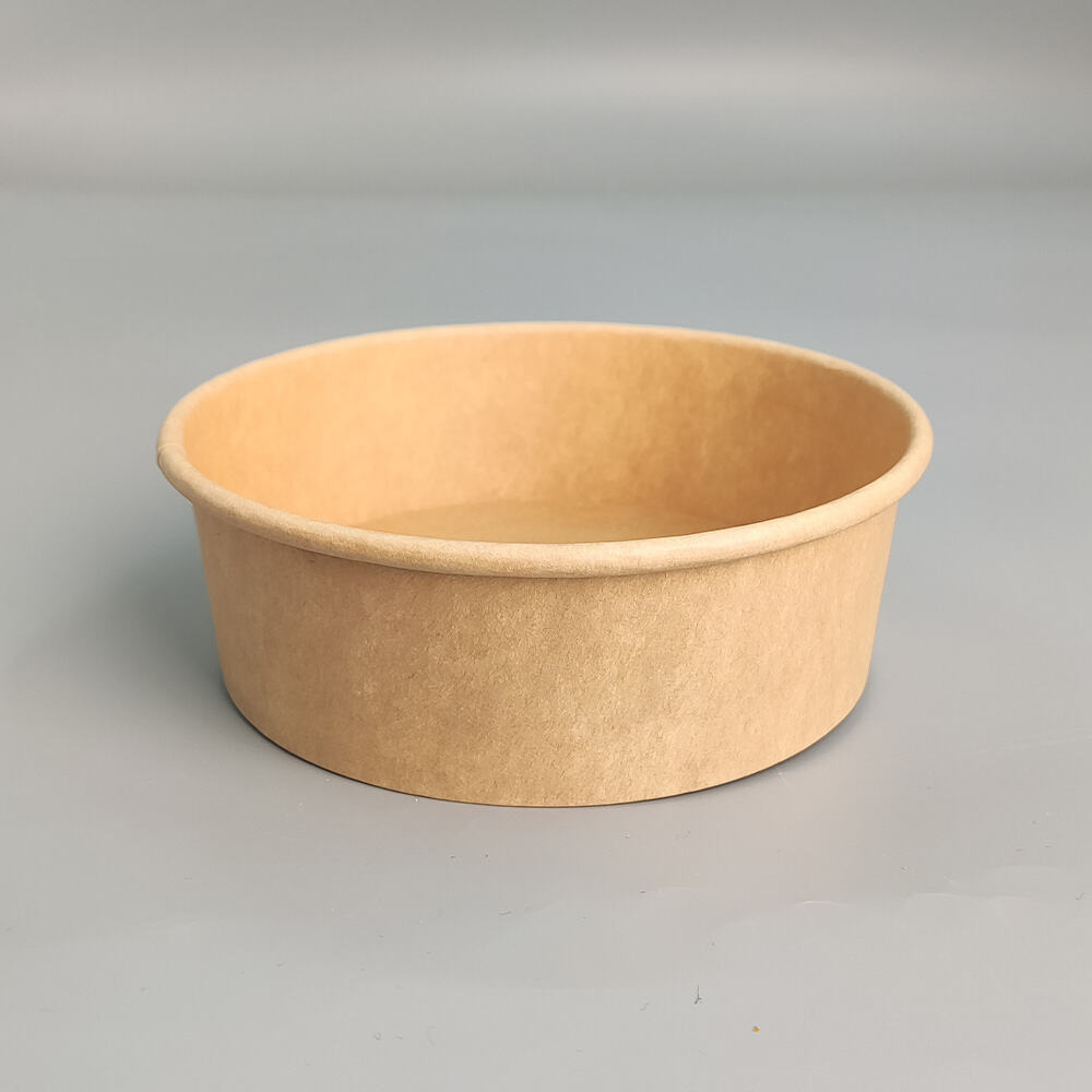 1000ml Disposable Kraft Paper Takeout Fruit Salad Bento Bowl with Lid