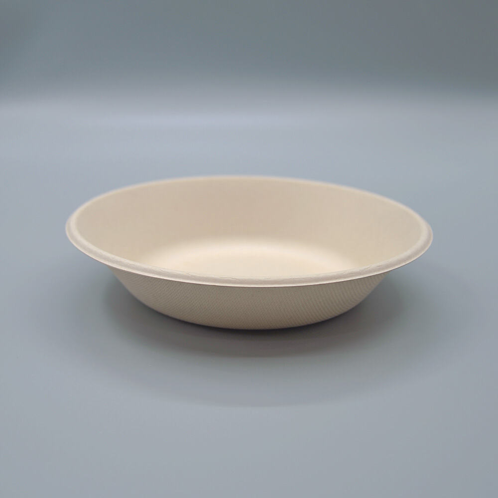 φ188 650ml Bagasse Disposable Compostable Round Paper Soup Bowl