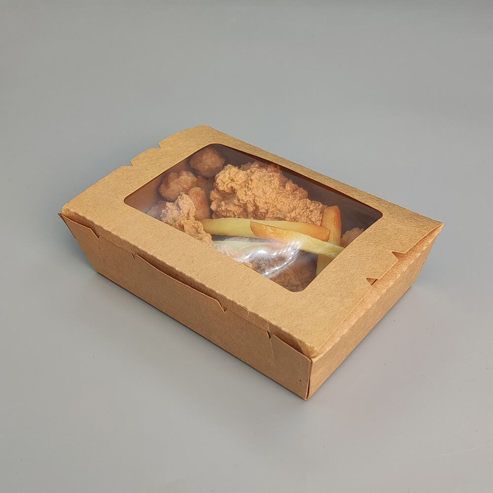 Disposable Takeaway Food Packaging Kraft Paper Lunch Boxes with Window
