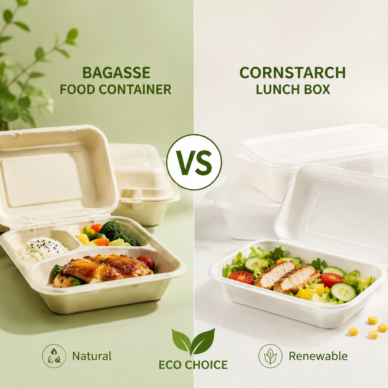 Bagasse vs Cornstarch Food Containers: Which Is Better?