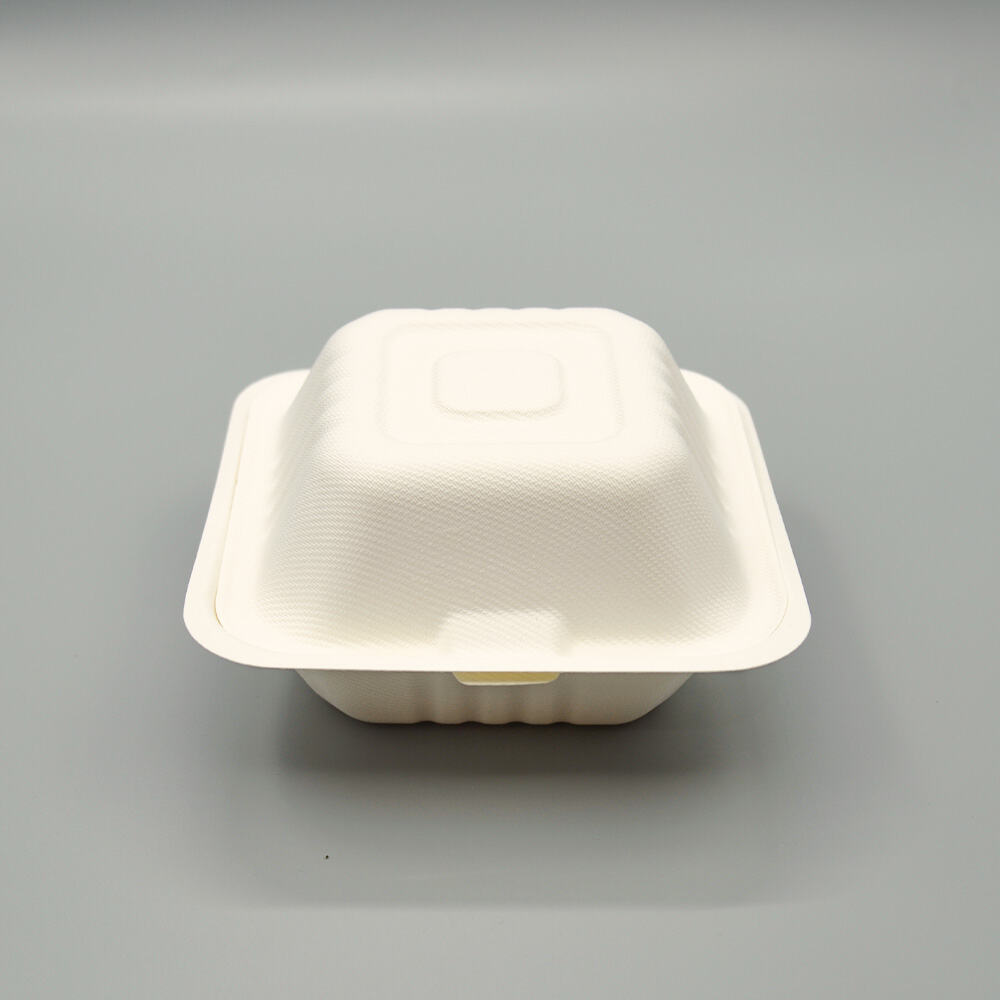Clamshell Biodegradable Bagasse European 6-inch Hamburger Box